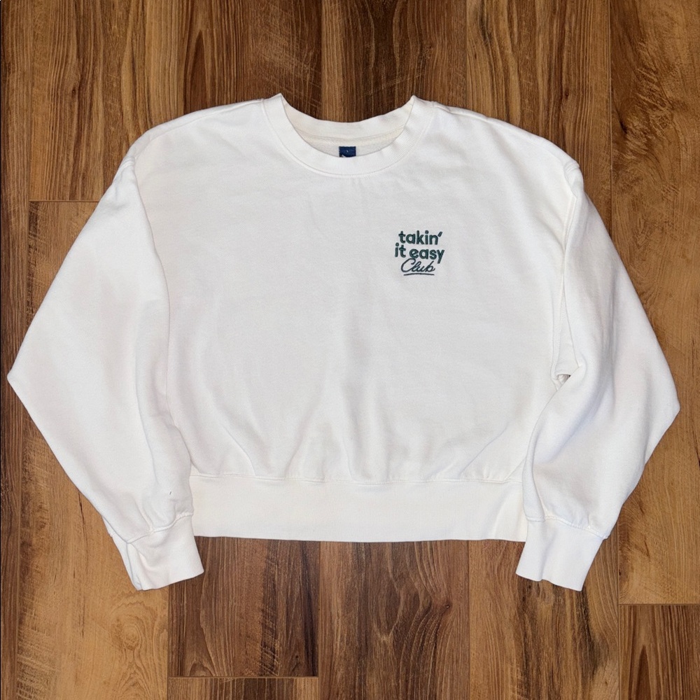 5/$25🌼 Women's White Crewneck Sweatshirt size Large